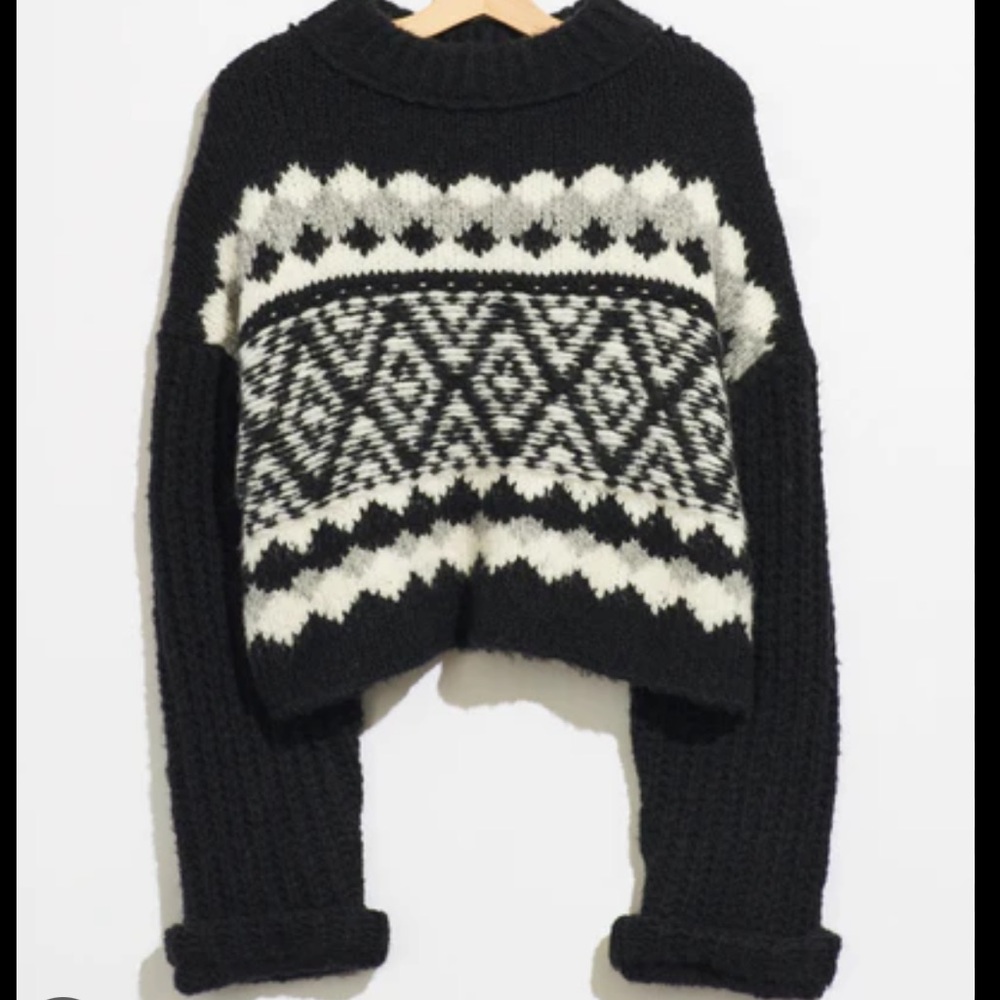 Free People Alpine Pullover | Geometric knit chunky cozy Sweater size L